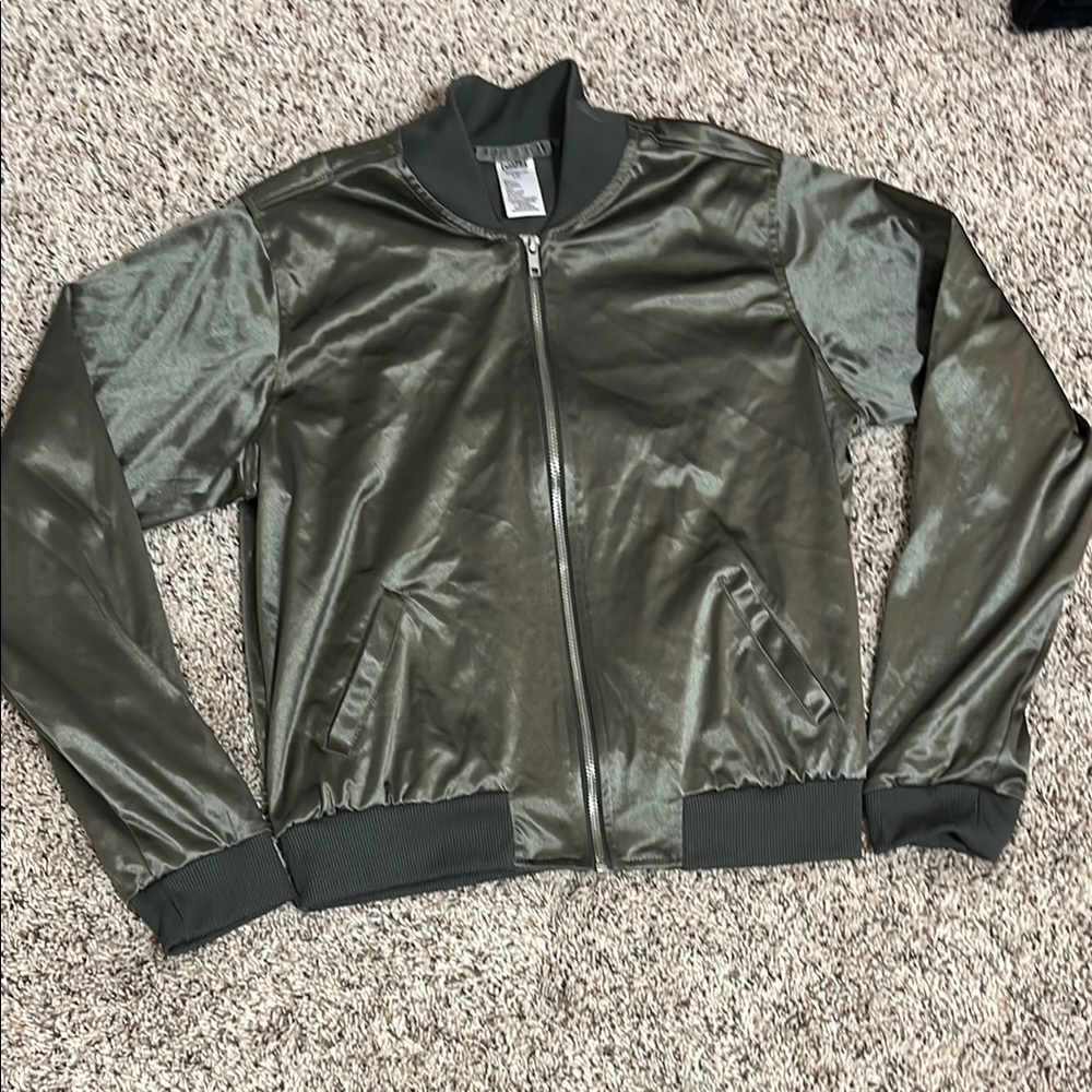 Metallic Green Bomber Jacket